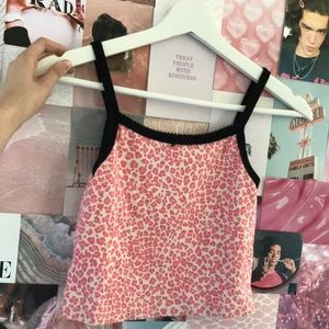 Brandy Melville Pink Cheetah Print Belle Tank Top